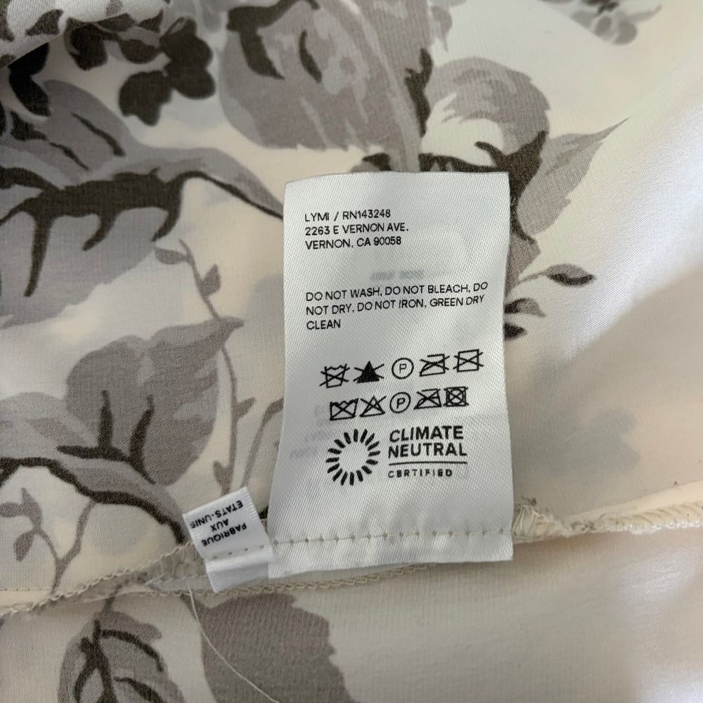 REFORMATION Silk Floral Print Blouse Top Buttondown Cream Brown Chic Large - Picture 15 of 16